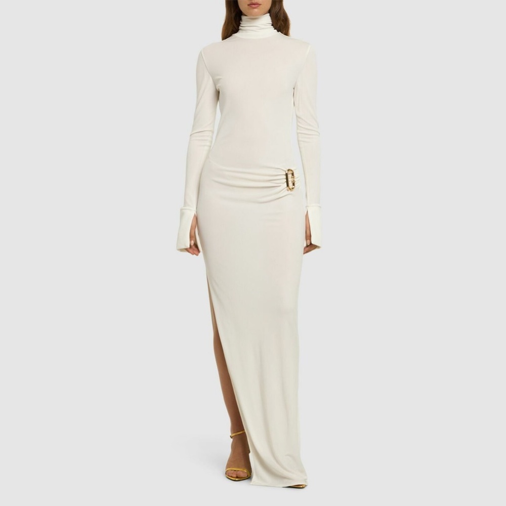 CASABLANCA Tucked Sheath Crepe Jersey Long Dress